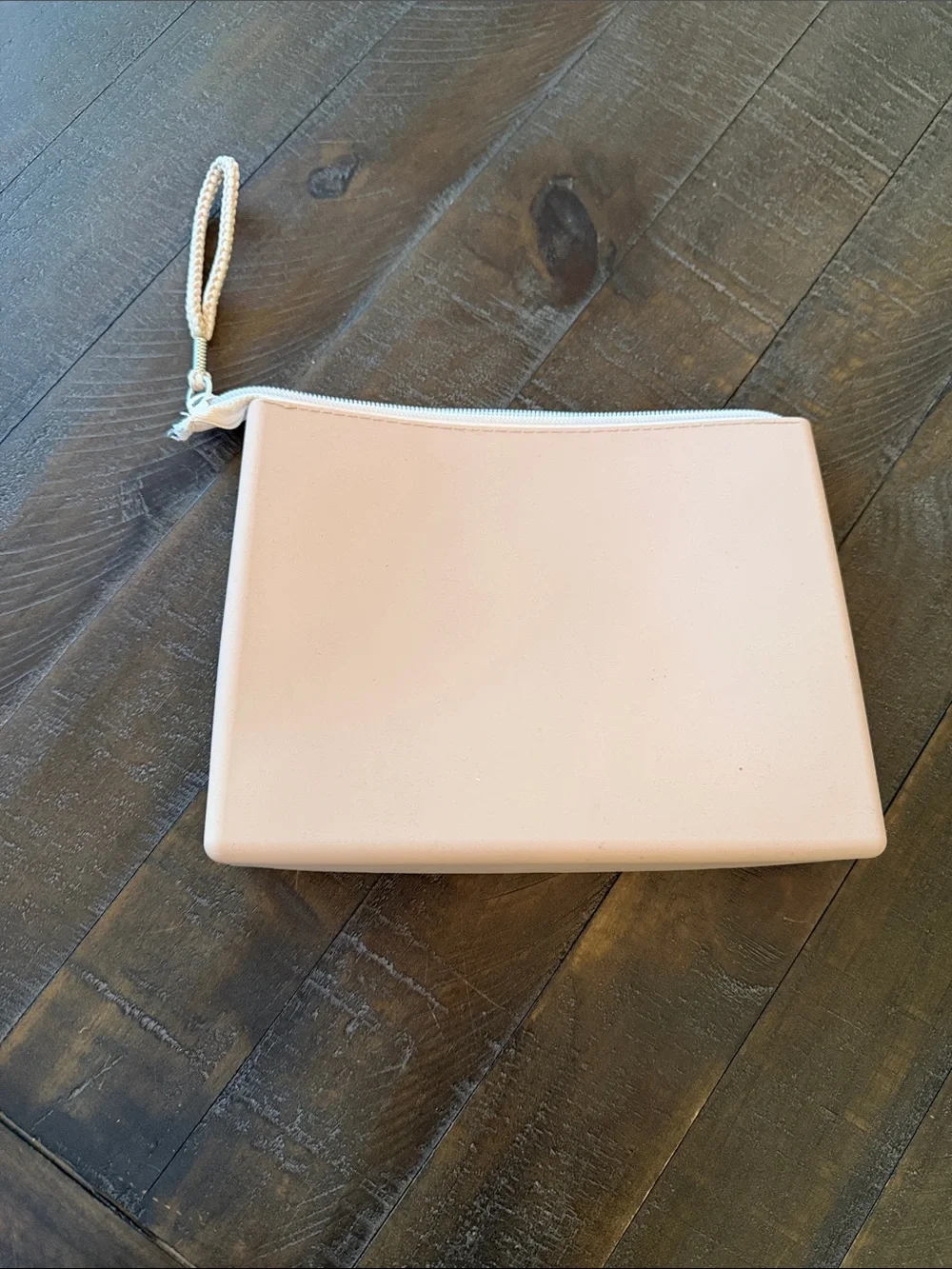 ILIA silicone Blush Beige Zip Cosmetic Pouch